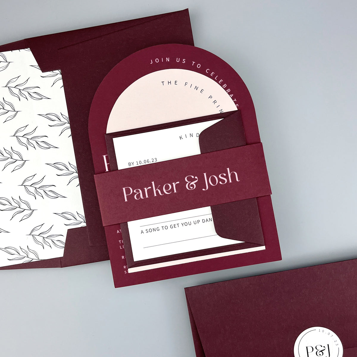 Parker Wedding Invitation - Purple/Red/Gold