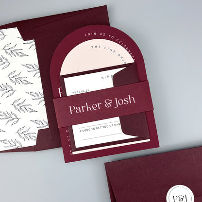 Parker Wedding Invitation - Purple/Red/Gold