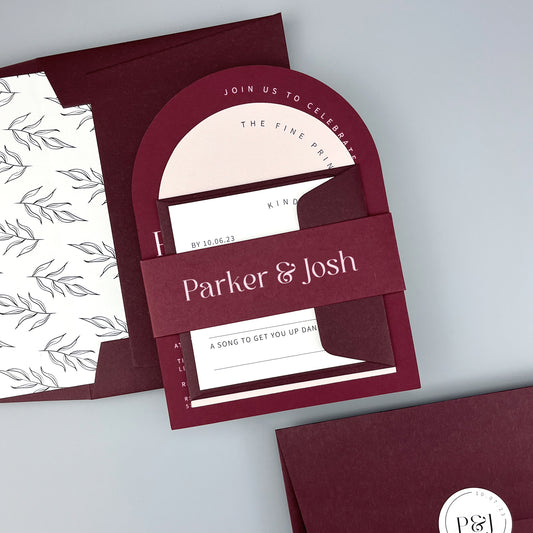 Parker Wedding Invitation - Purple/Red/Gold