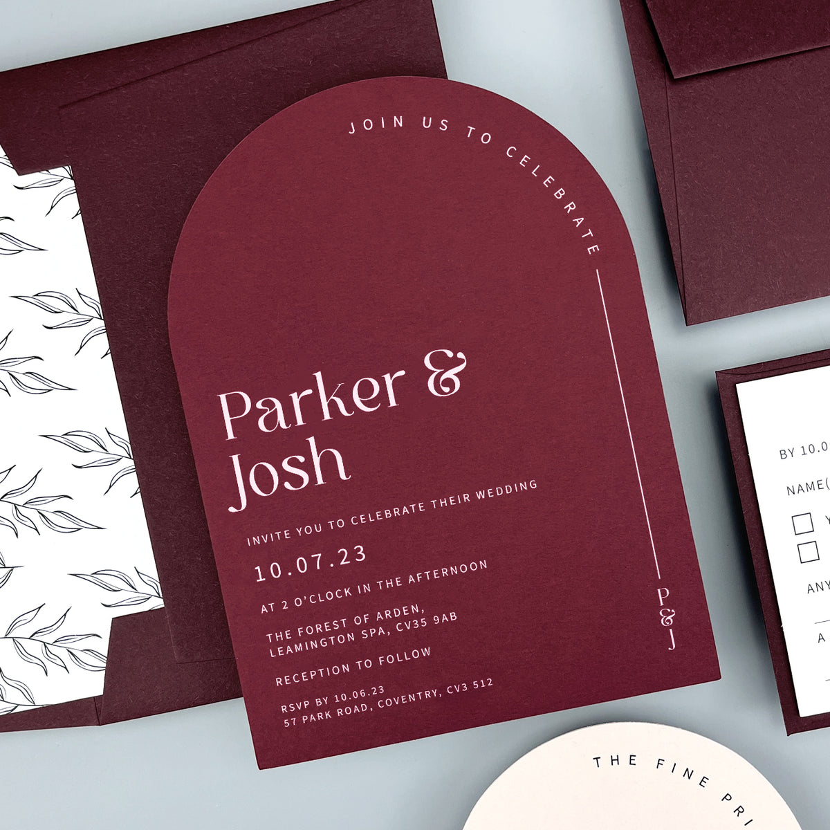 Parker Wedding Invitation - Purple/Red/Gold