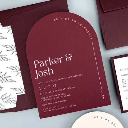 Parker Wedding Invitation - Purple/Red/Gold