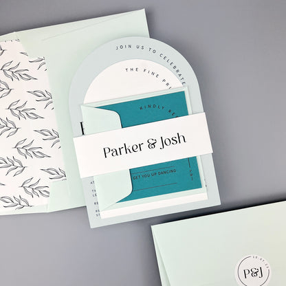 Parker Wedding Invitation - Teal/Orange/Yellow