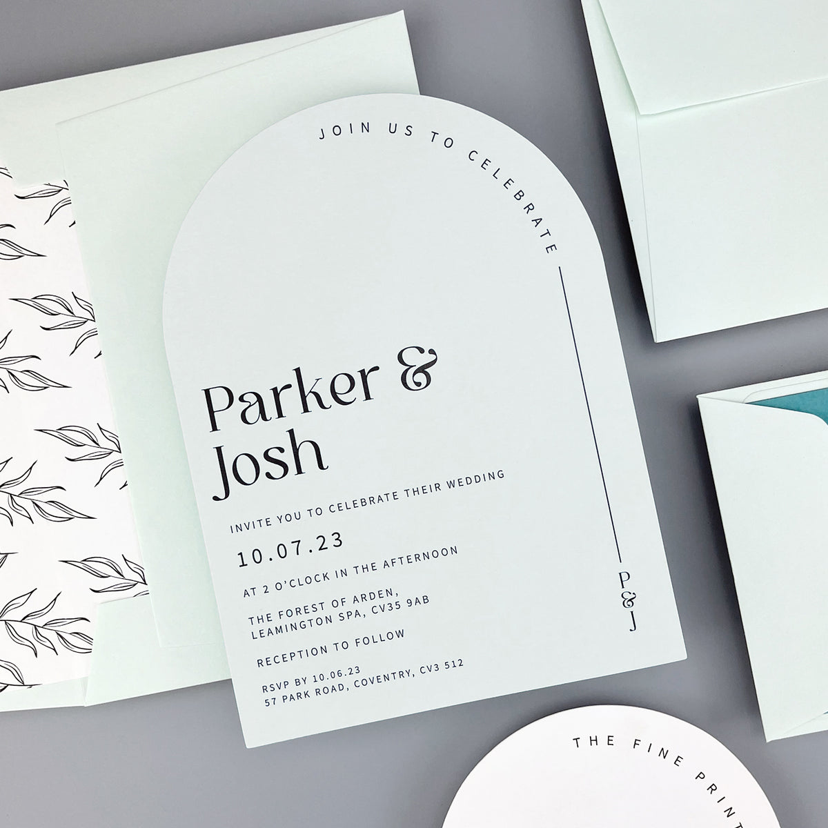 Parker Wedding Invitation - Teal/Orange/Yellow