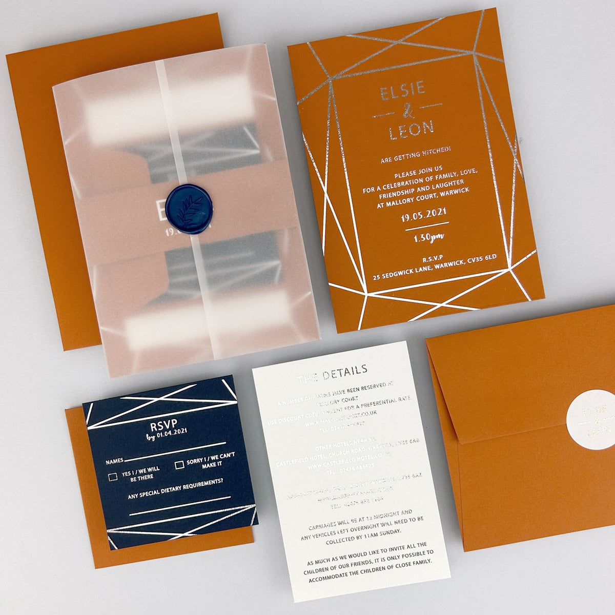 Zuri Wedding Invitation - Teal/Orange/Yellow