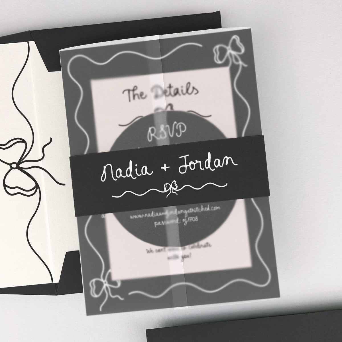 Nadia Wedding Invitation - Grey/Black
