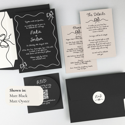 Nadia Wedding Invitation - Grey/Black