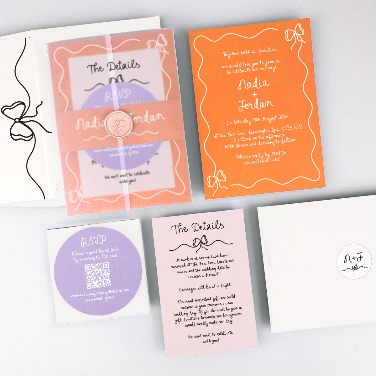 Nadia Wedding Invitation - Teal/Orange/Yellow