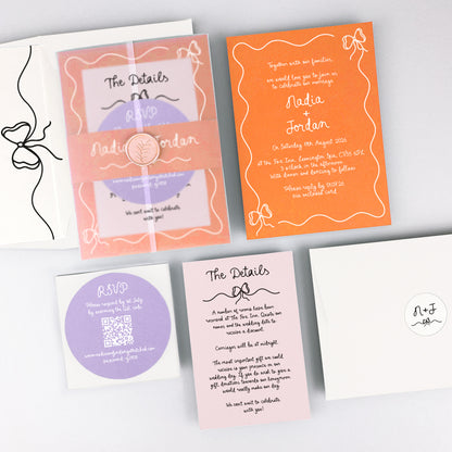 Nadia Wedding Invitation - Teal/Orange/Yellow