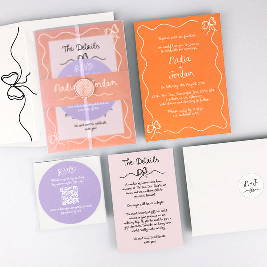 Nadia Wedding Invitation - Teal/Orange/Yellow