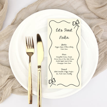 Nadia Personalised Guest Menu