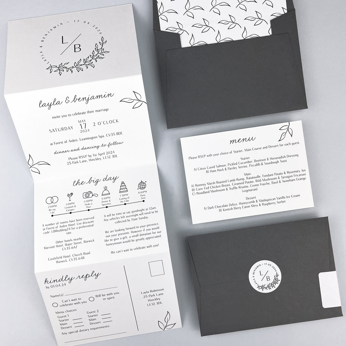 Layla Trifold Wedding Invitation - Neutrals