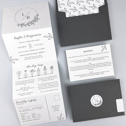 Layla Trifold Wedding Invitation - Neutrals