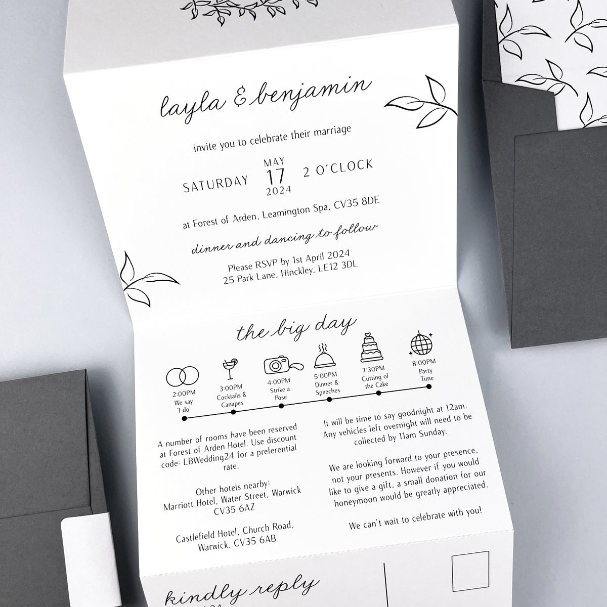 Layla Trifold Wedding Invitation - Neutrals