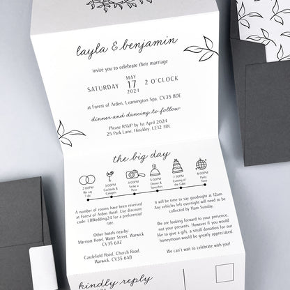 Layla Trifold Wedding Invitation - Neutrals