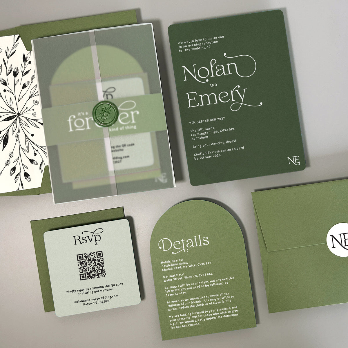 Nolan Wedding Invitation - Greens