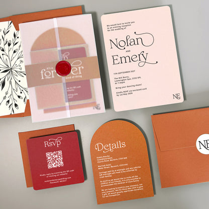 Nolan Wedding Invitation - Teal/Orange/Yellow