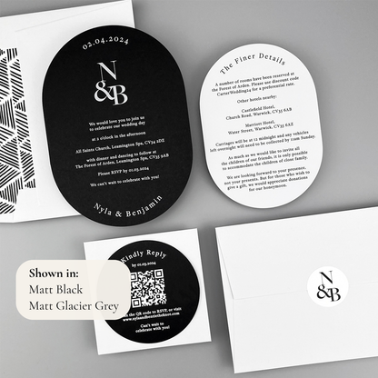 Nyla Wedding Invitation - Grey/Black