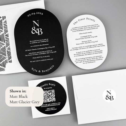 Nyla Wedding Invitation - Grey/Black