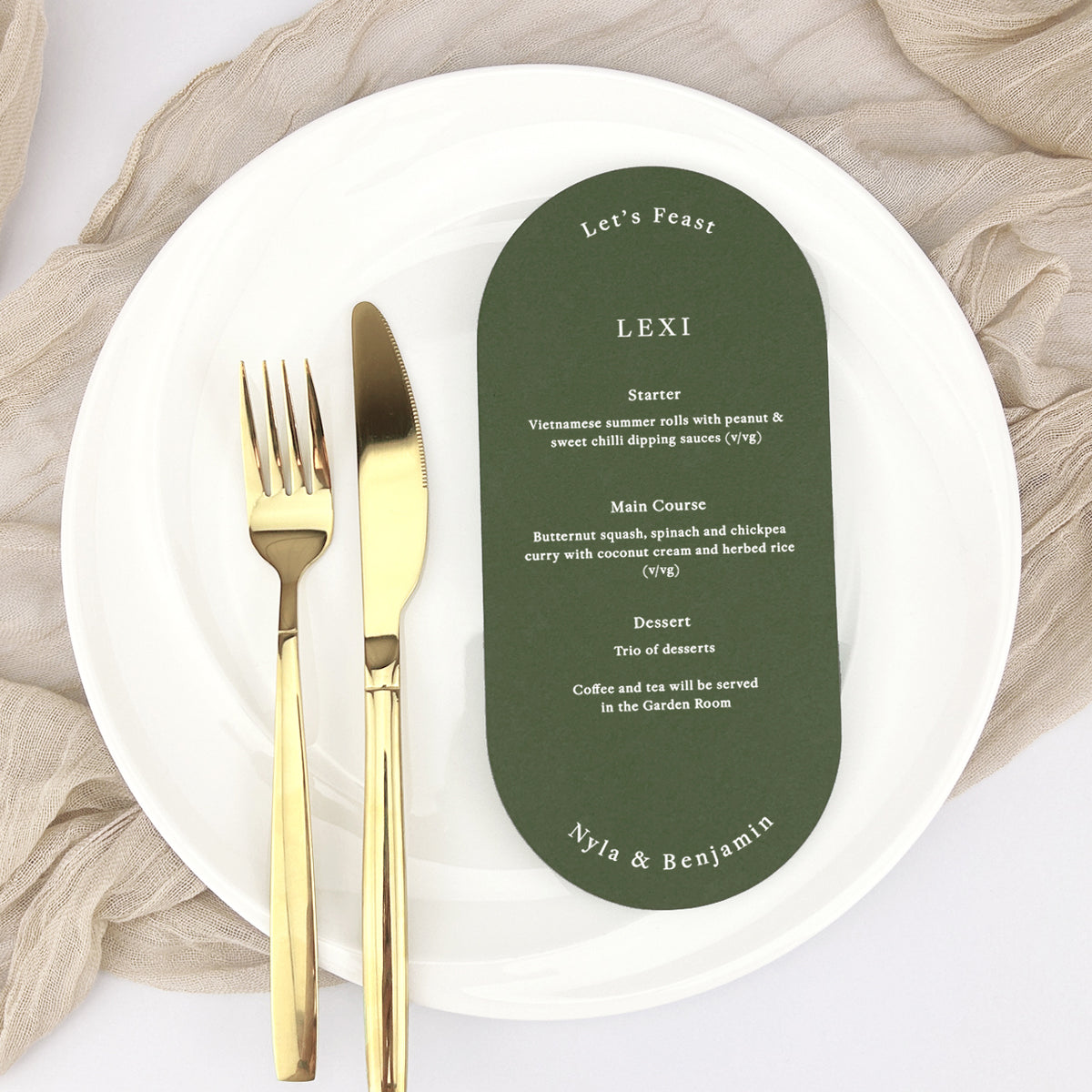 Nyla Personalised Guest Menu