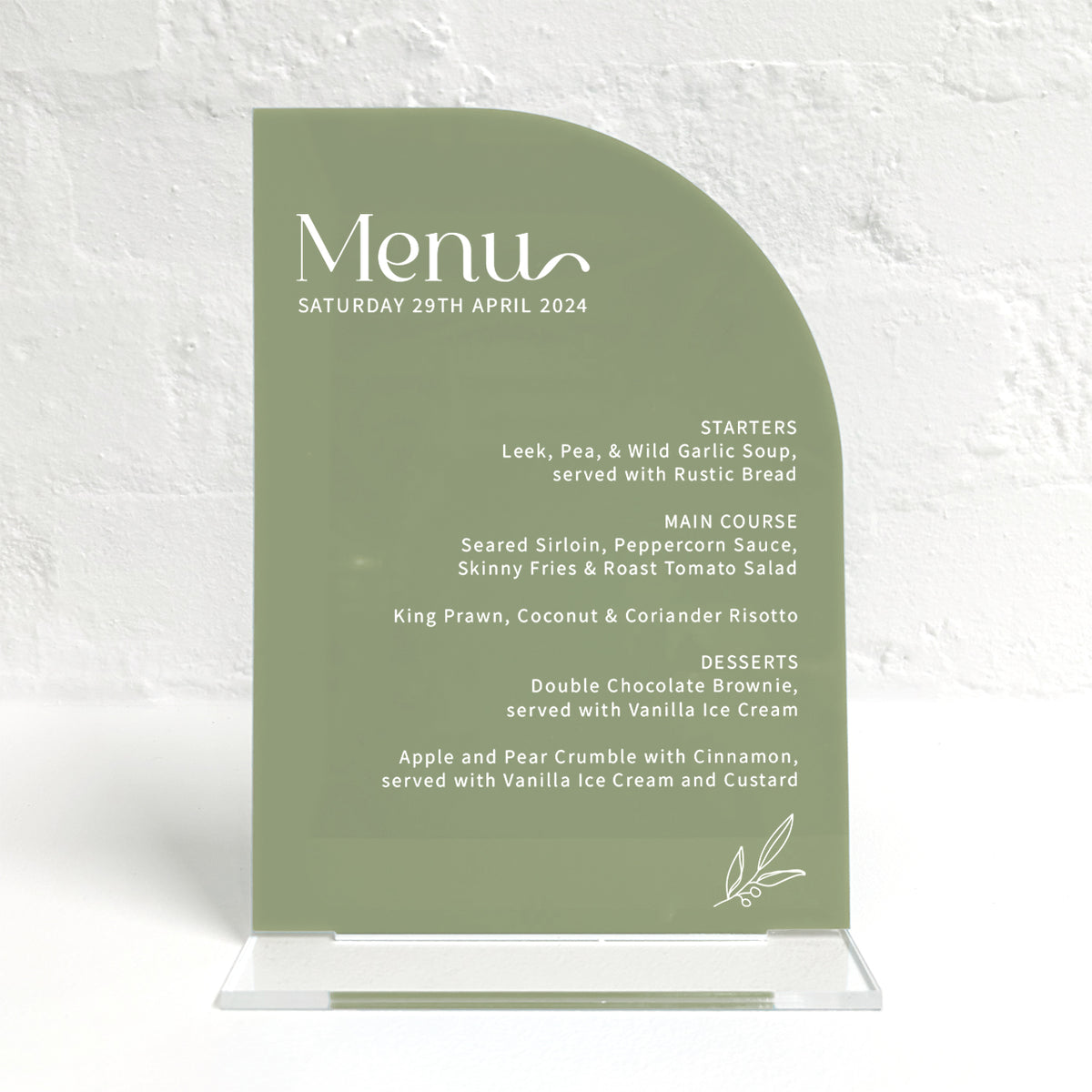 Olive Matching Small Table Sign