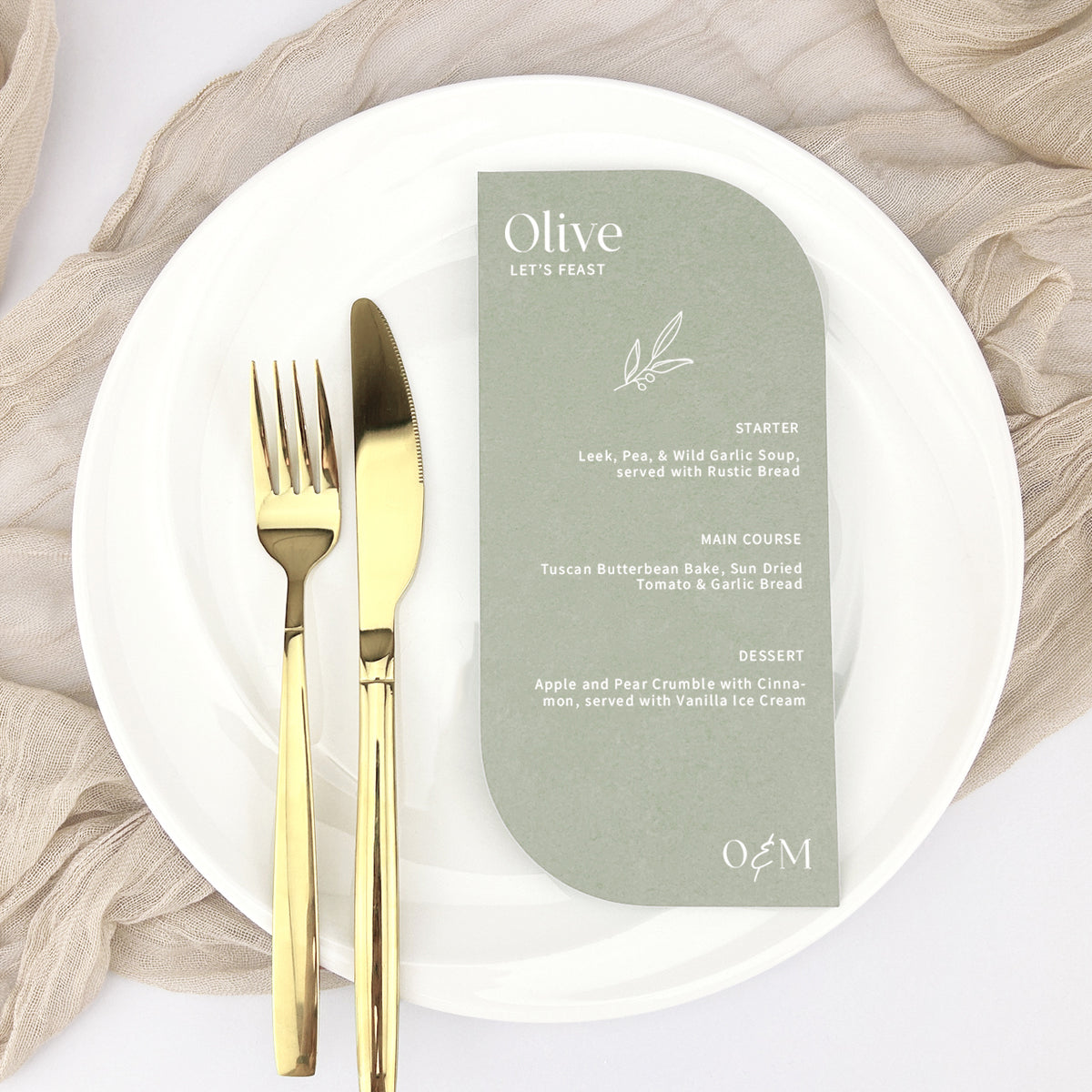 Olive Personalised Guest Menu