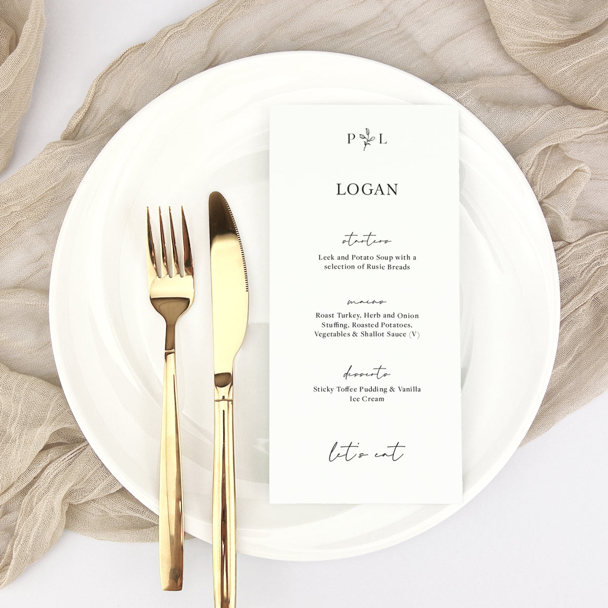 Paris Personalised Guest Menu