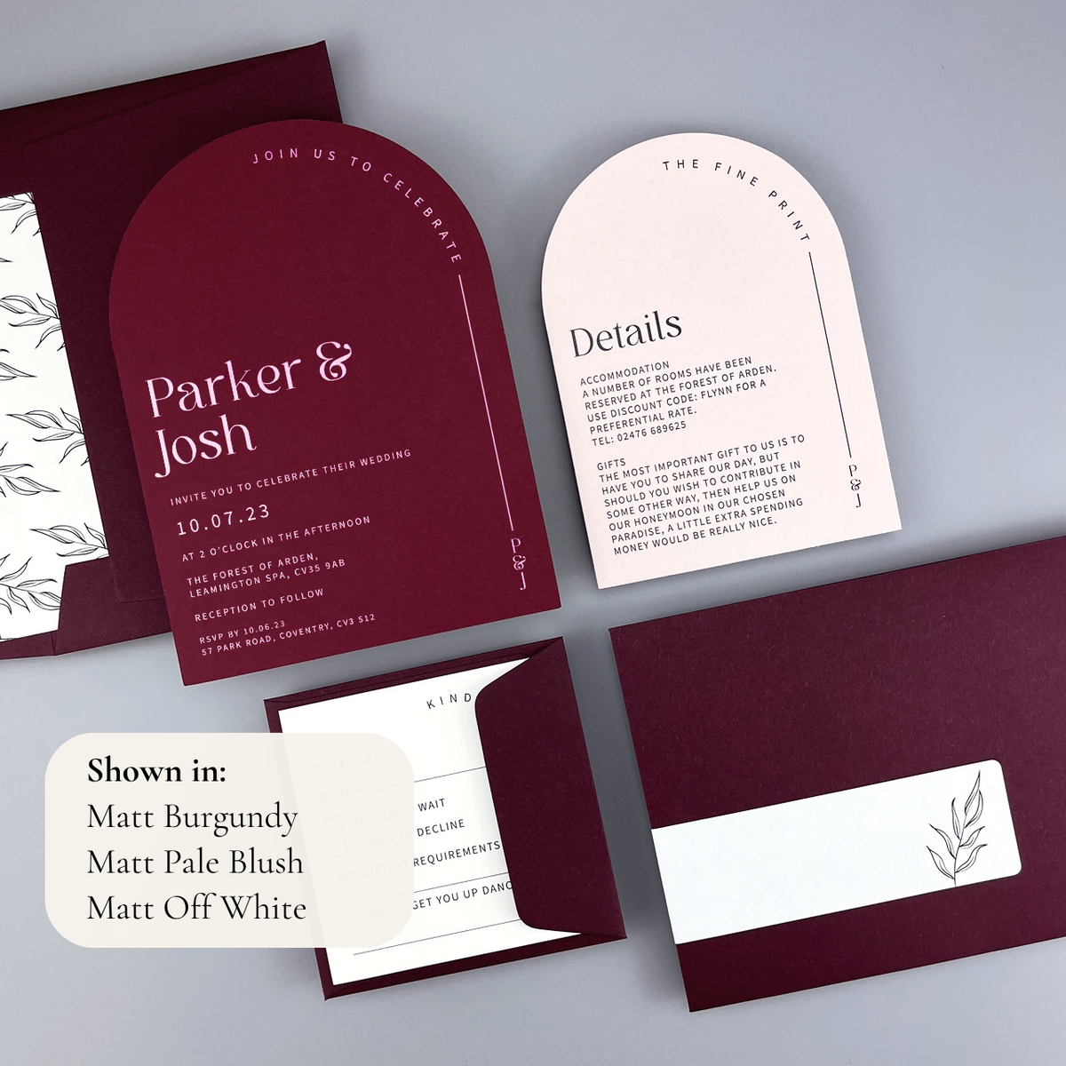Parker Wedding Invitation - Purple/Red/Gold