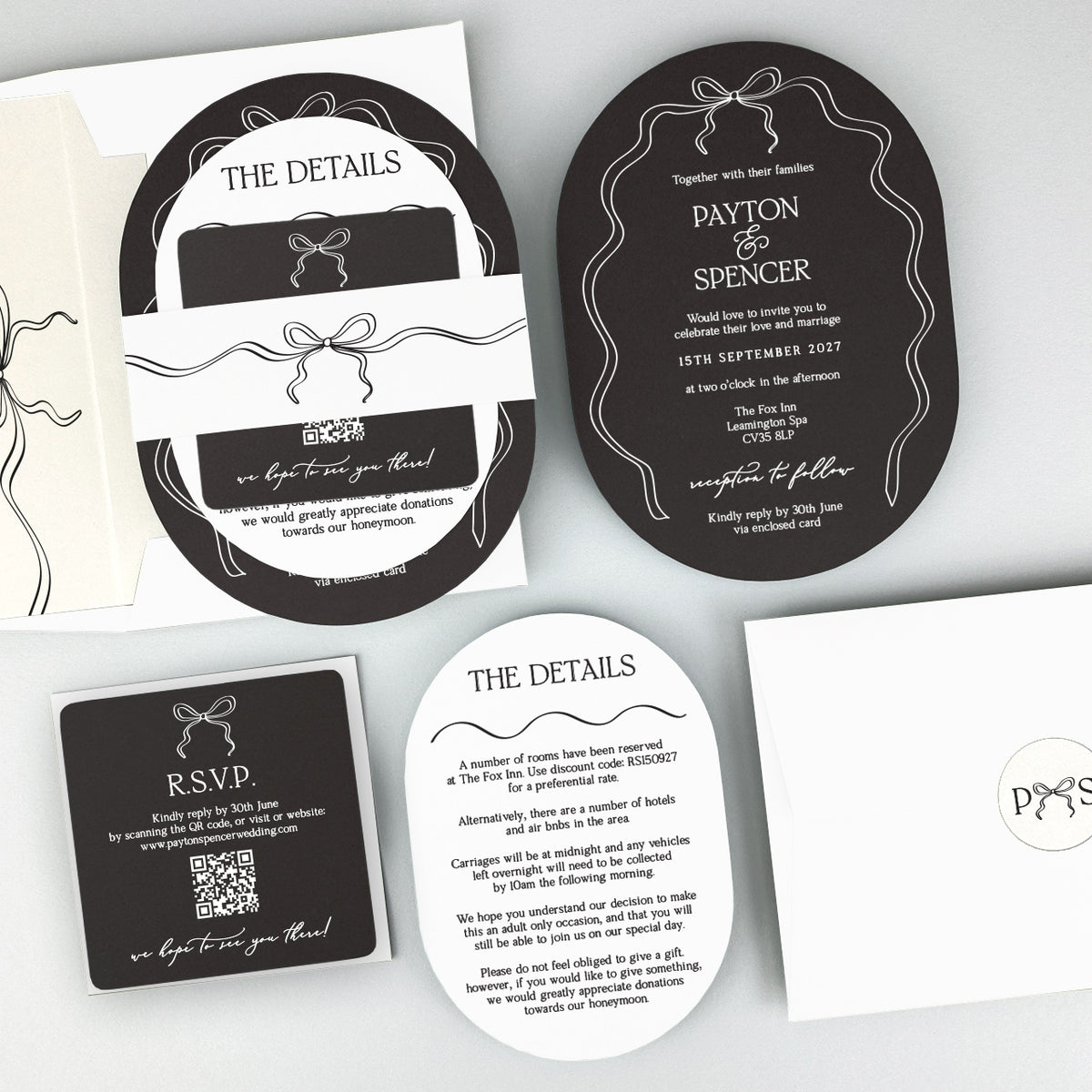 Payton Wedding Invitation - Grey/Black
