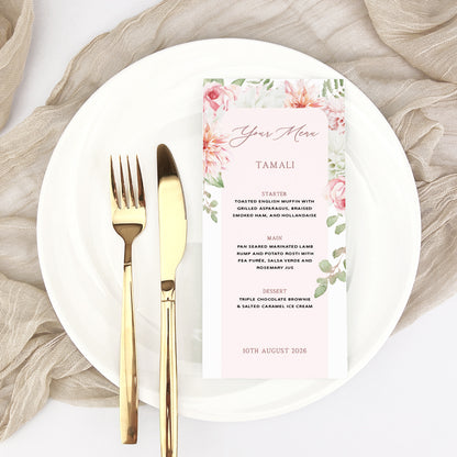 Tamali Personalised Guest Menu