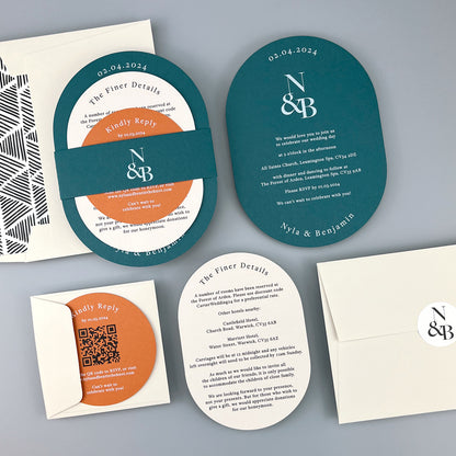 Nyla Wedding Invitation - Teal/Orange/Yellow