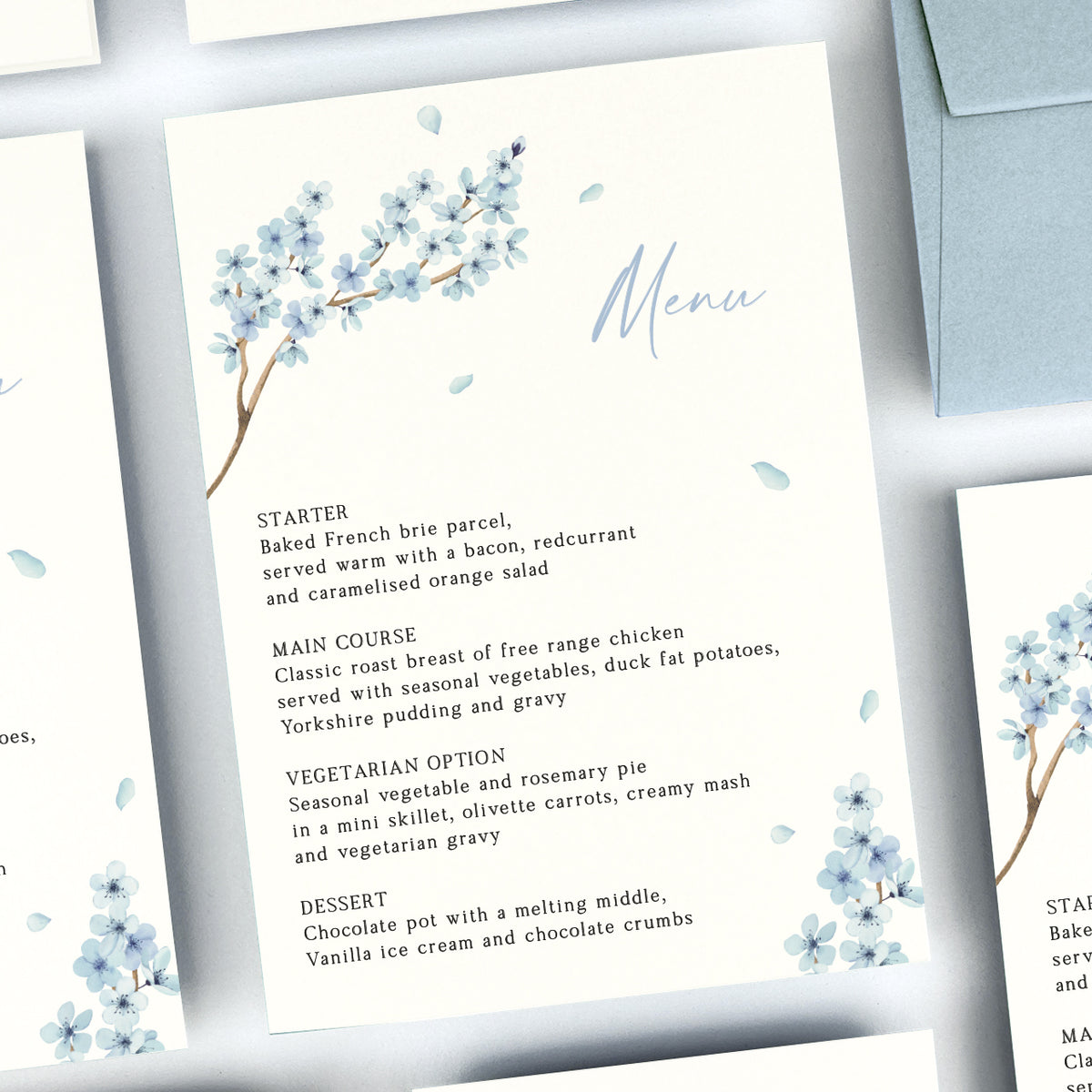 Valentina Blue Menu