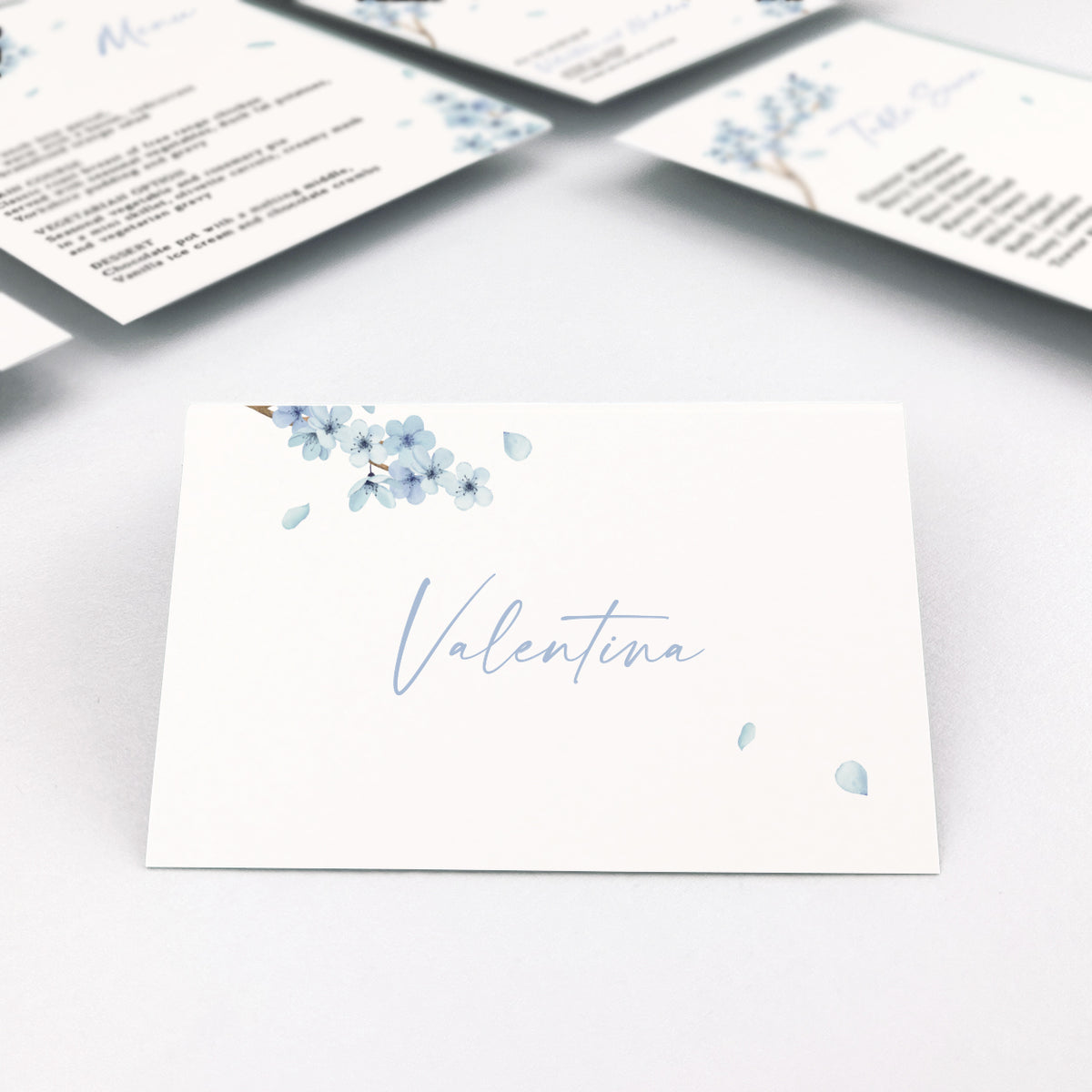 Valentina Blue Place Card