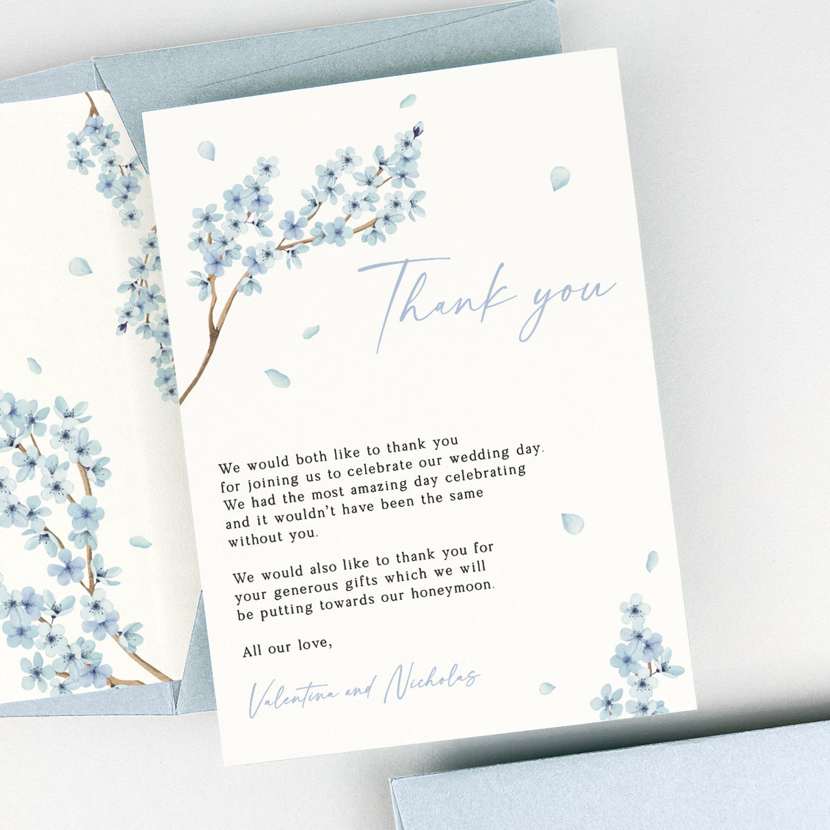 Valentina Blue Thank You Card