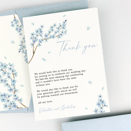 Valentina Blue Thank You Card