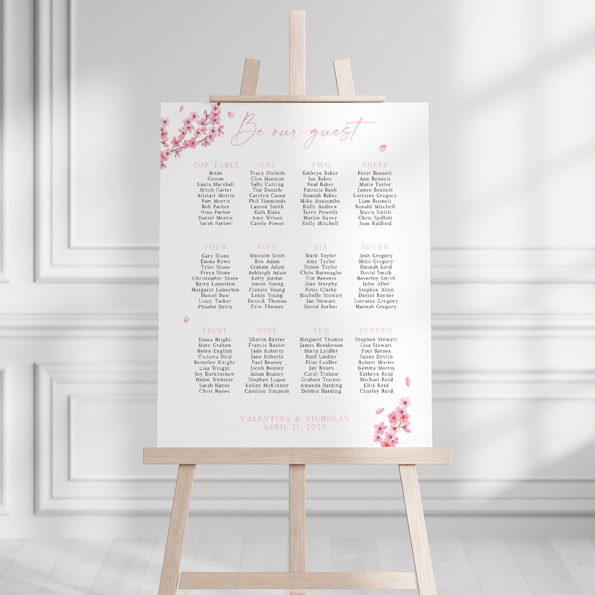 Valentina Pink Seating Plan