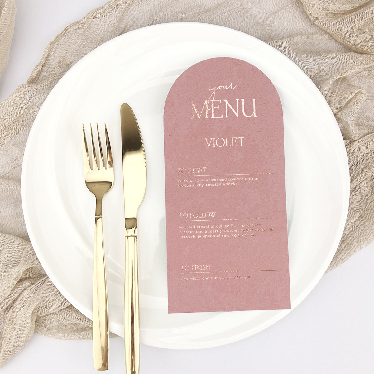 Violet Personalised Guest Menu