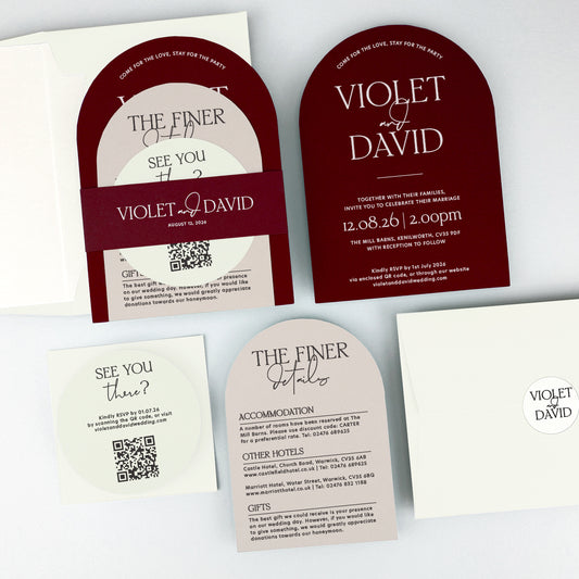 Violet Wedding Invitation - Purple/Red/Gold