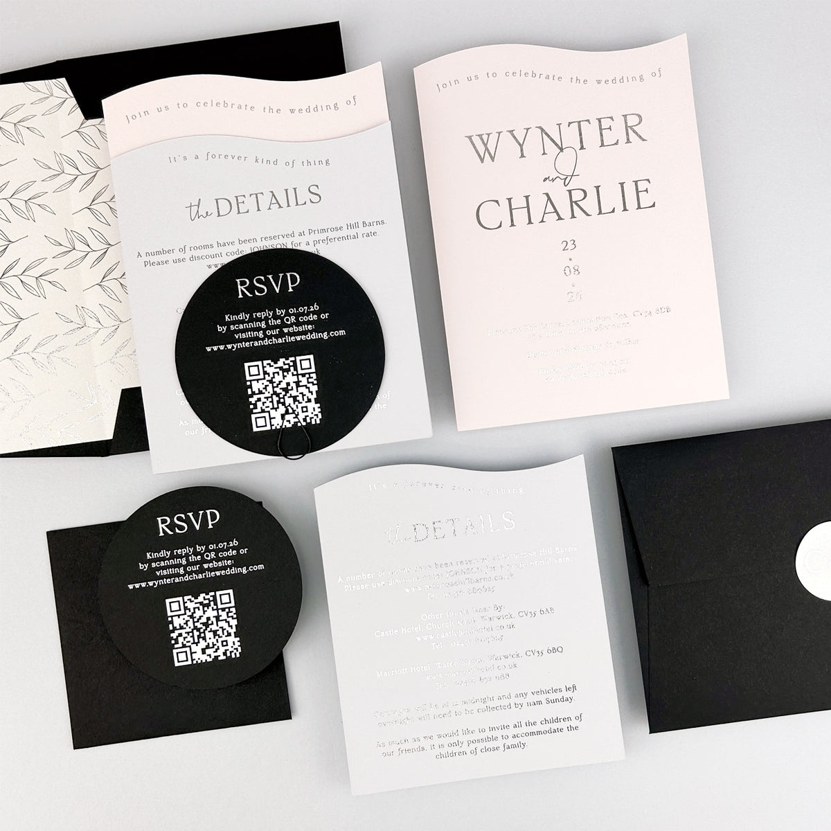 Wynter Wedding Invitation - Grey/Black