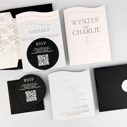 Wynter Wedding Invitation - Grey/Black