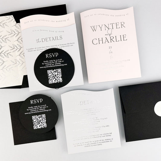 Wynter Wedding Invitation - Grey/Black