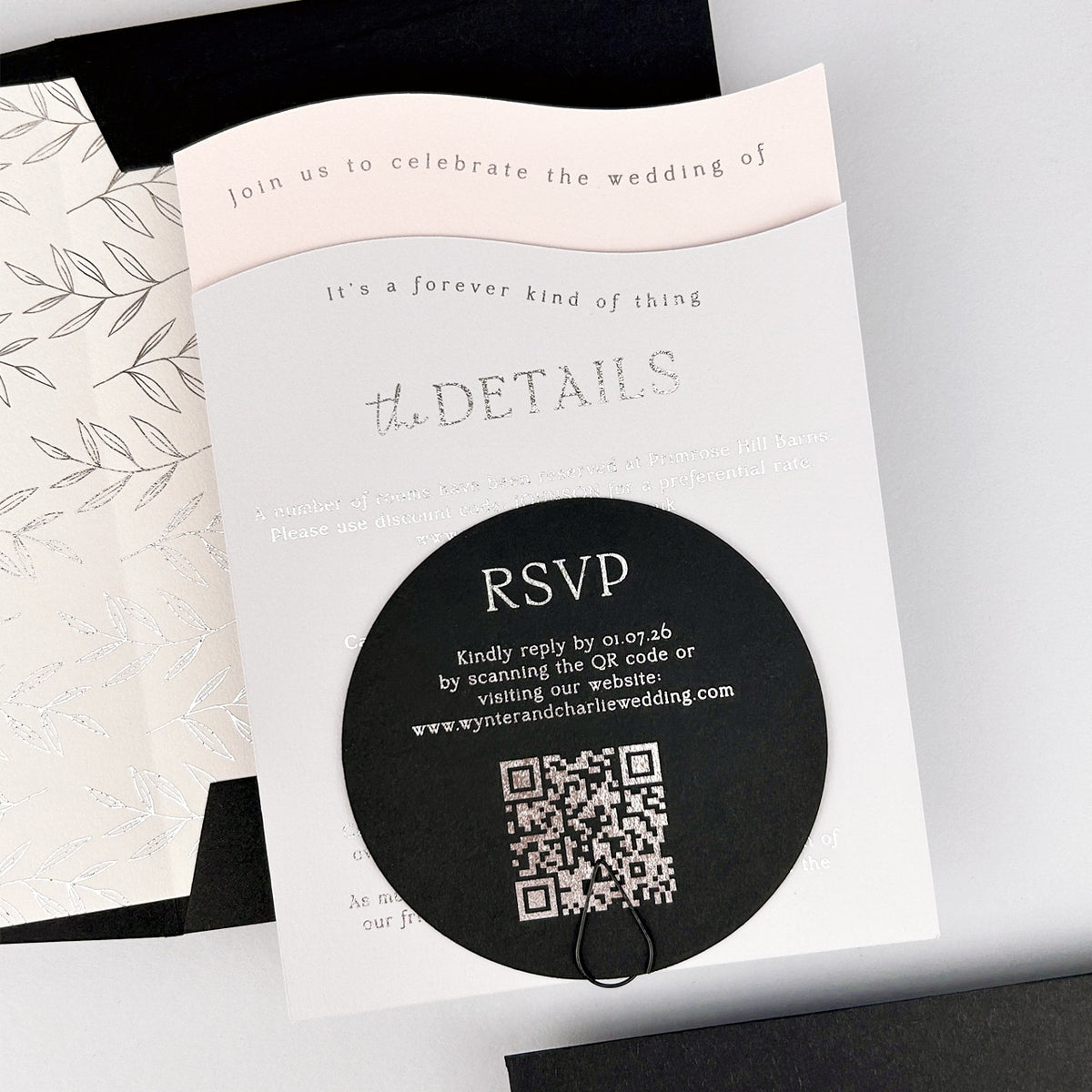 Wynter Wedding Invitation - Grey/Black
