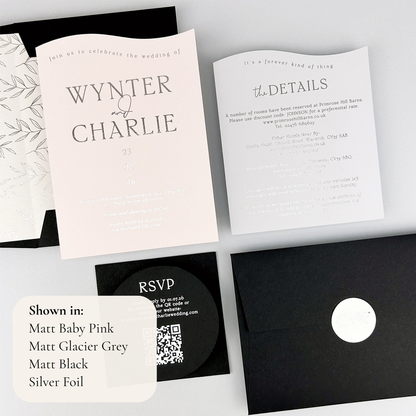 Wynter Wedding Invitation - Grey/Black