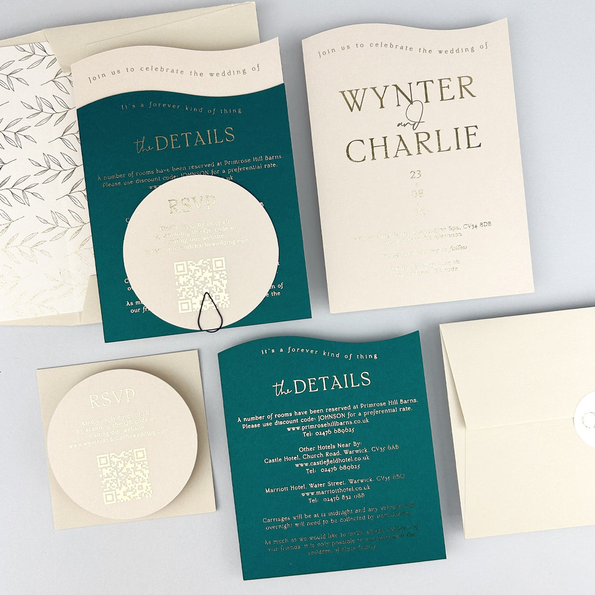 Wynter Wedding Invitation - Teal/Orange/Yellow