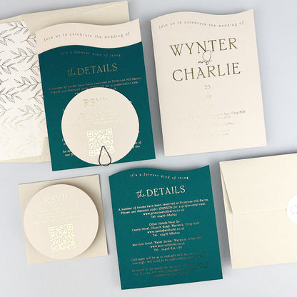 Wynter Wedding Invitation - Teal/Orange/Yellow