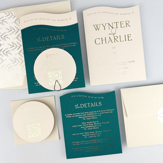 Wynter Wedding Invitation - Teal/Orange/Yellow