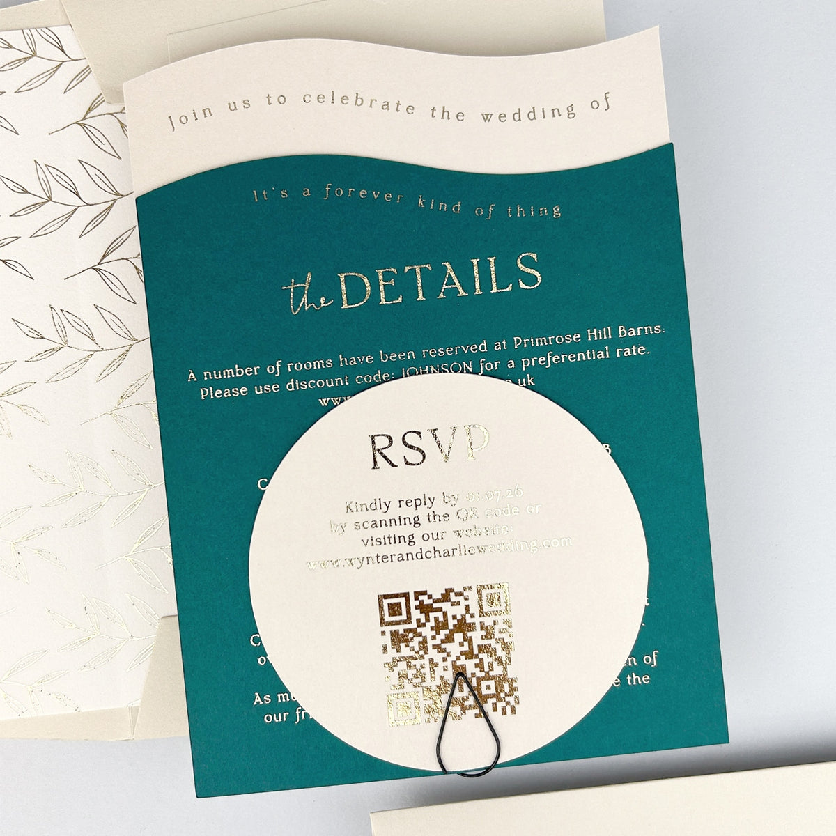 Wynter Wedding Invitation - Teal/Orange/Yellow
