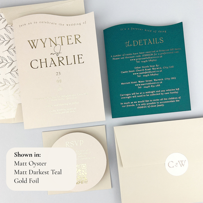 Wynter Wedding Invitation - Teal/Orange/Yellow