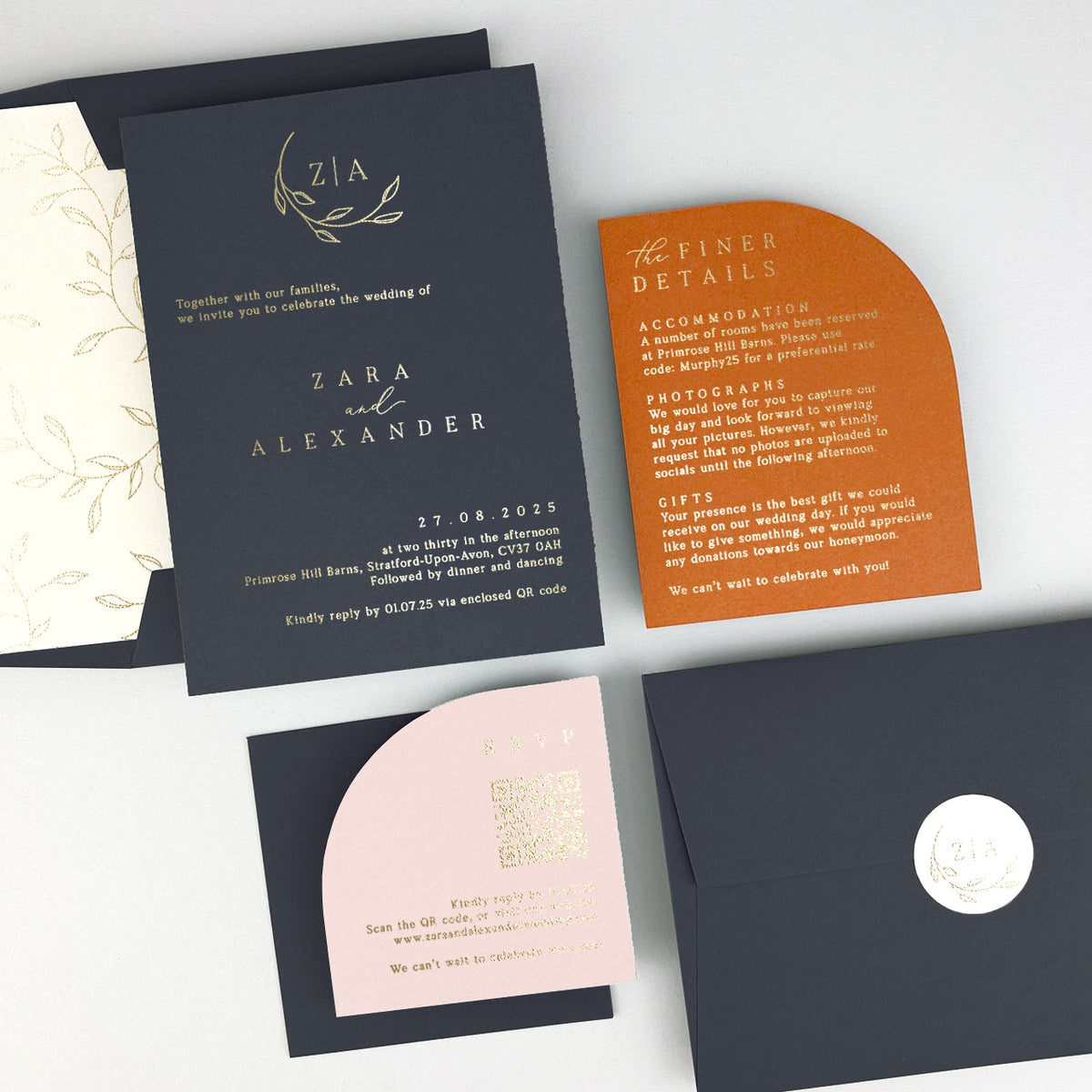 Zara Wedding Invitation - Teal/Orange/Yellow