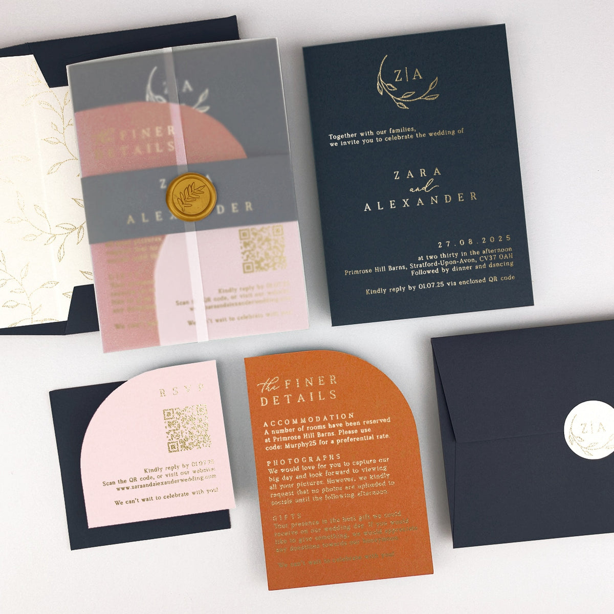 Zara Wedding Invitation - Teal/Orange/Yellow