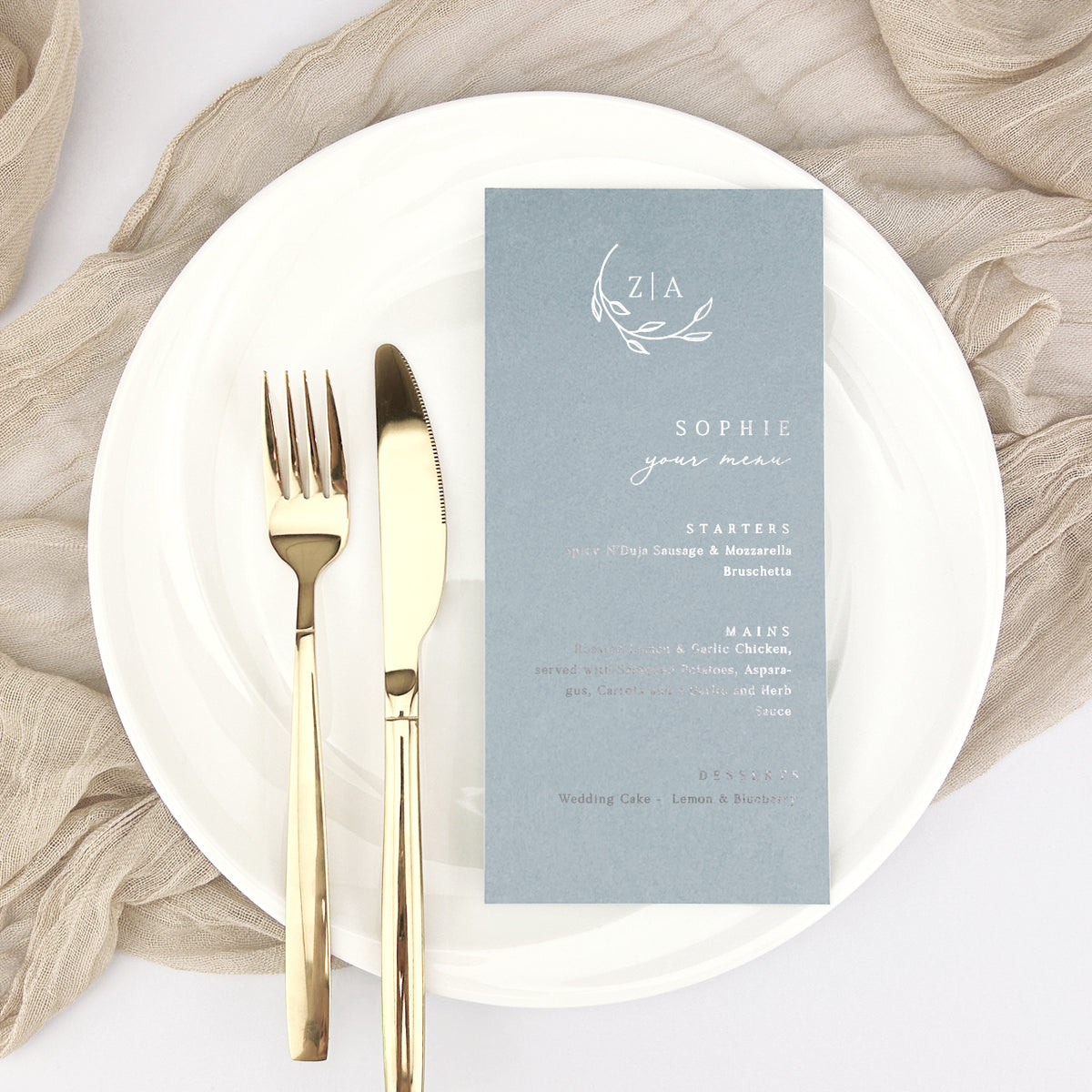Zara Personalised Guest Menu